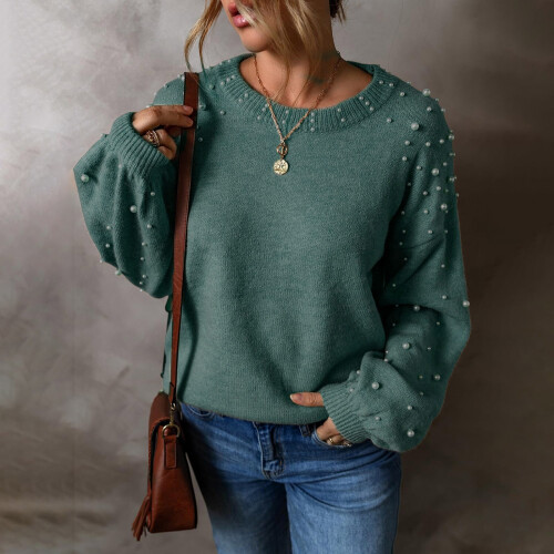 Perlenpullover für Damen, ärmellos, schulterfrei,-Schwarz XL 2