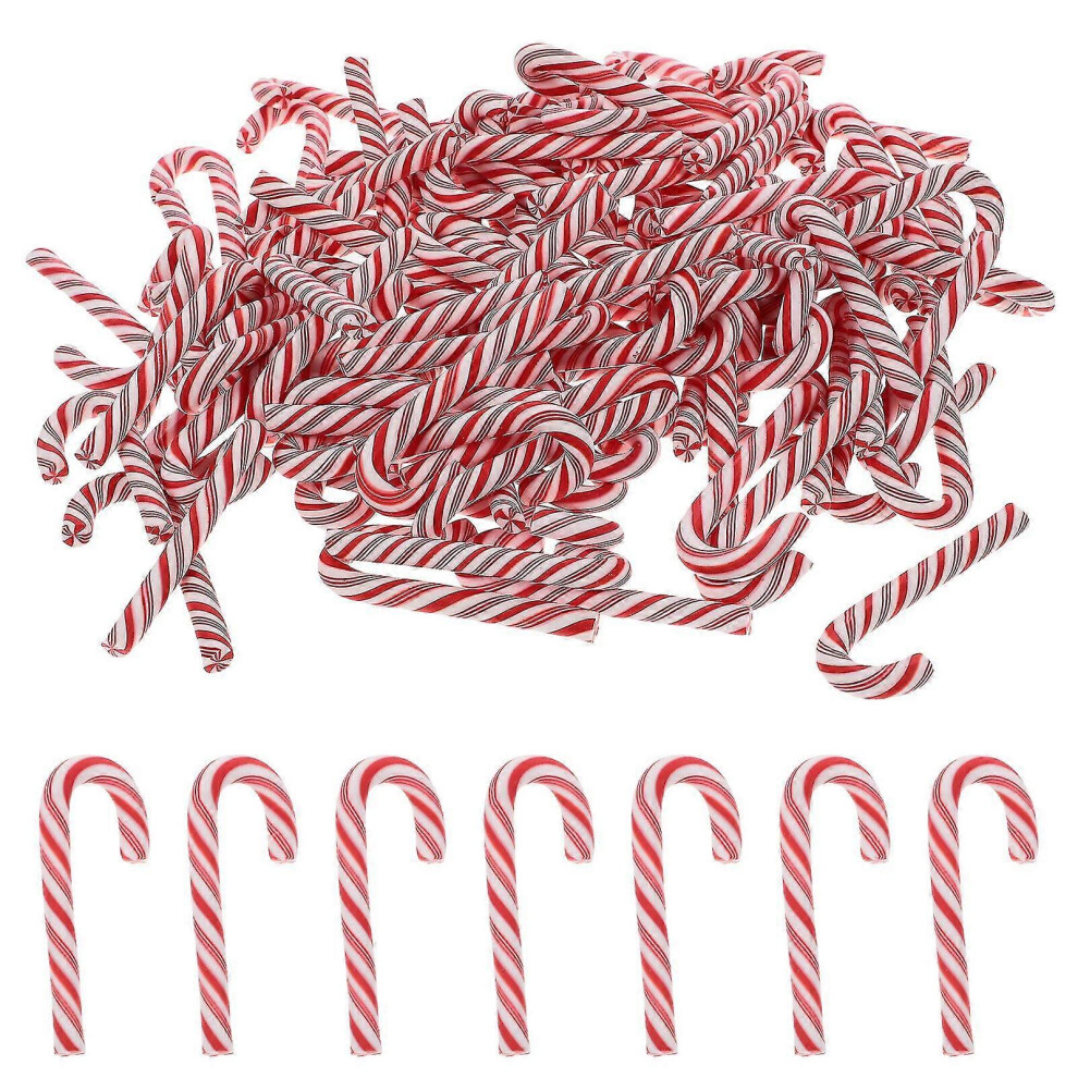 Kikidex (As Show, One Size) 100Pcs Christmas Candy Cane Miniature Candy Cane Diy Crafts Resin Candy Cane Prop