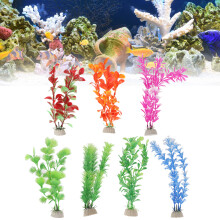 7 pièces de plantes artificielles pour aquarium - plastique/céramique