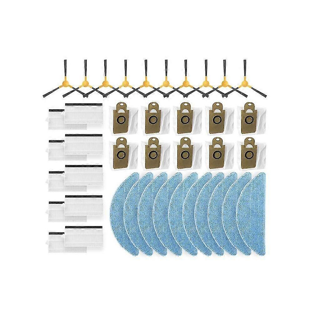 Kikidex (As Show, One Size) For Abir R30 Robot Vacuums Spin Edge Side Brush Hepa Filter Mop Cloths Rag Dust Bag Spare Part Acce
