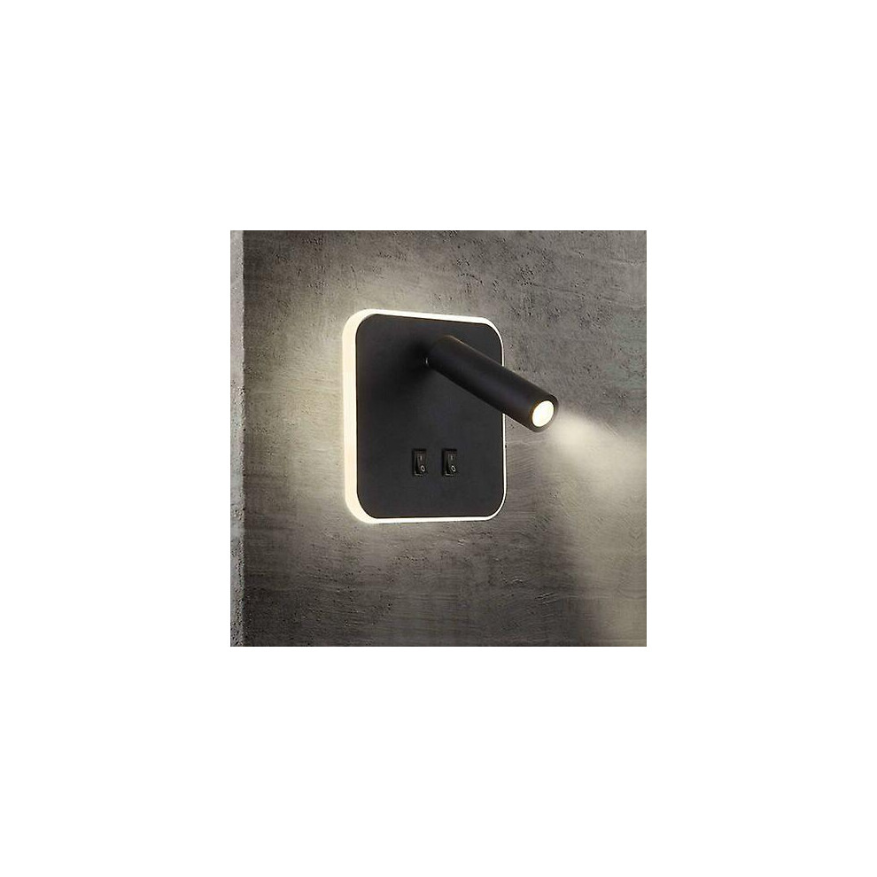 Kikidex (As Show, One Size) Led Bedside Lights Indoor Hotel Wall Lamp Bed Wall Lights Corridor Wall Lamp With Switch 13W (Square) Black