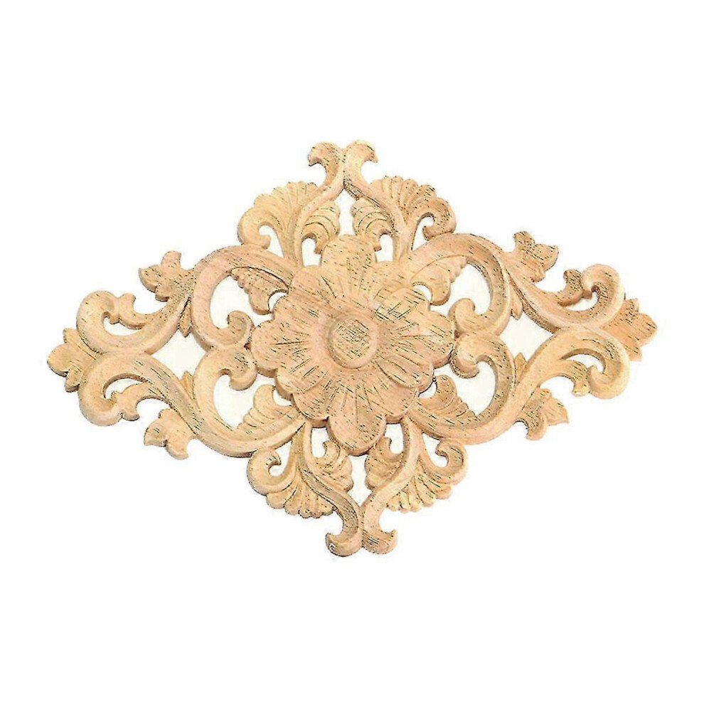 Kikidex (As Show, One Size) 21*15Cm Wood Carved Unpainted Onlay Applique Furniture Home Decor, 2Pcs