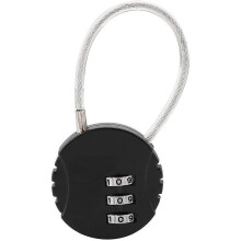 (As show, One size) Security Padlock, Combination Travel Padlock with Steel Cable, 3 Digit Luggage Padlock