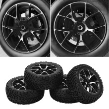 4 piezas de neumáticos RC para rally 75x30 mm eje de 4 mm hex de 12 mm negro