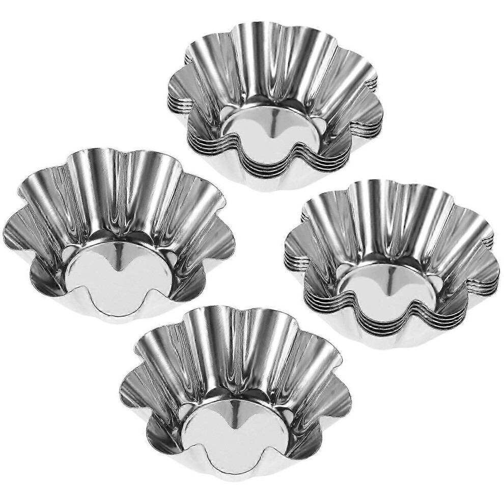 Kikidex (As Show, One Size) Tart Muffin Cup For Baking Use 60Pcs Stainless Steel Flower Pans Set