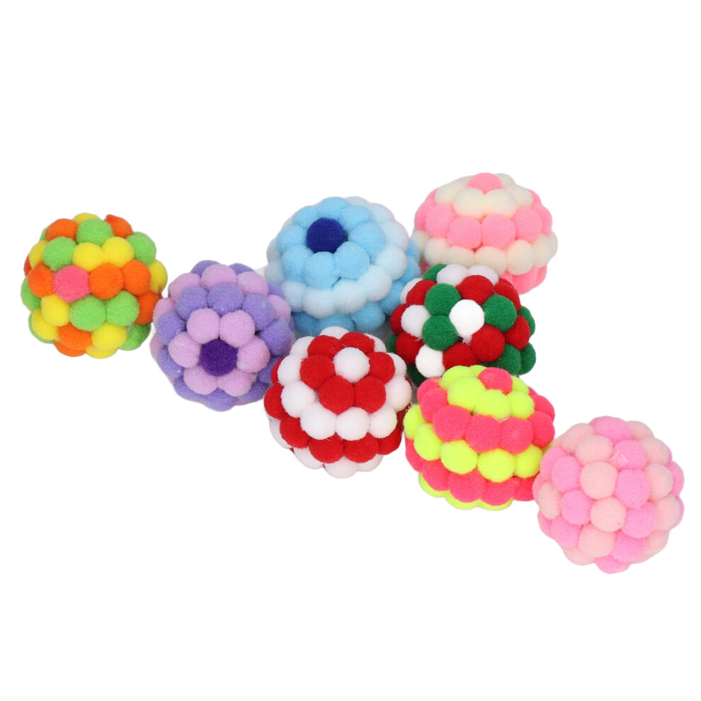 8pcs Colorful Plush Cat Ball Toys 4cm Interactive Chewing & Chasing-image-OPC-PMQG9BF-NEW
