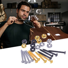 4 Stück Gitarrenhalsverbindungsbuchsen-Set mit Schrauben, Silber/Schwarz/Gold