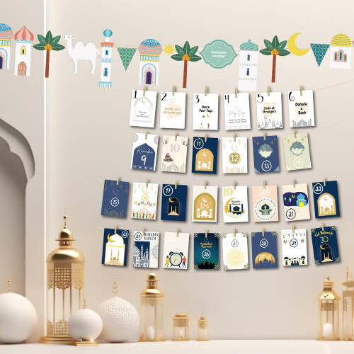 ONEHAUS Décoration pour Ramadan Mubarak, Calendrier de 30 jours 2