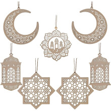 Ozdoby Dekoracje Świąteczne na Ramadan Wiszące Drewniane 7 szt