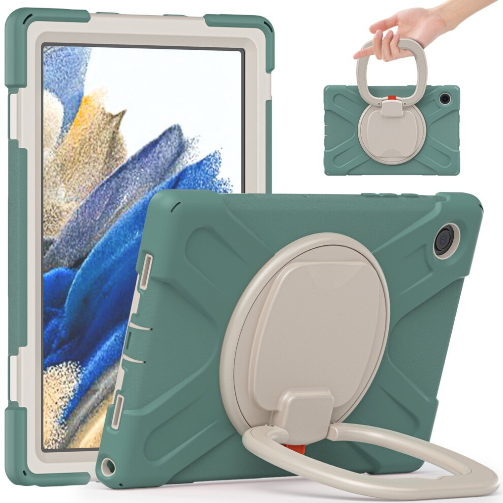 Heavy Duty Case For Ipad 10.2" - Rugged Shockproof Cover With 360 Rotating Kickstand, Hand Strap & Full Body Protection In Green 5906792648374