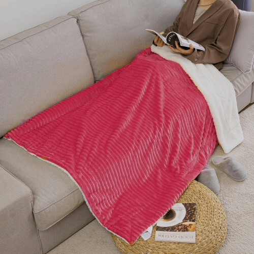 MIULEE Couverture Douillette en Velours Épais 125x150 cm Rose 2