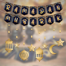 Zestaw Dekoracji na Ramadan Eid Mubarak Girlandy i Banery Złote