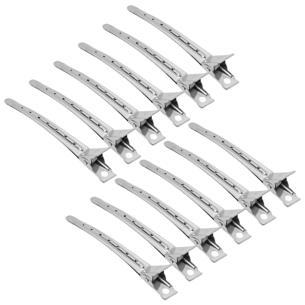 Unisex 12Pcs Stainless Steel Duckbill Hair Clips For Salon & Home Styling