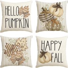 Ensemble de Housses de Coussin 4 Pièces 45x45 cm Décoratives pour l'Automne