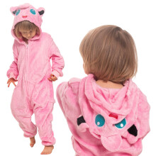 Kids' Jigglypuff Pokemon Onesie - Pink Kigurumi Jumpsuit Pyjamas, Children's Hooded Loungewear Costume for 125-135cm Height