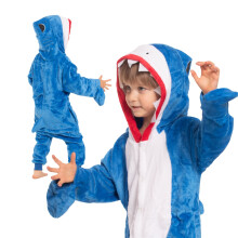 Piżama Dla Dzieci Dziecięca Kigurumi Onesie Kostium Niebieski Rekin 105-115