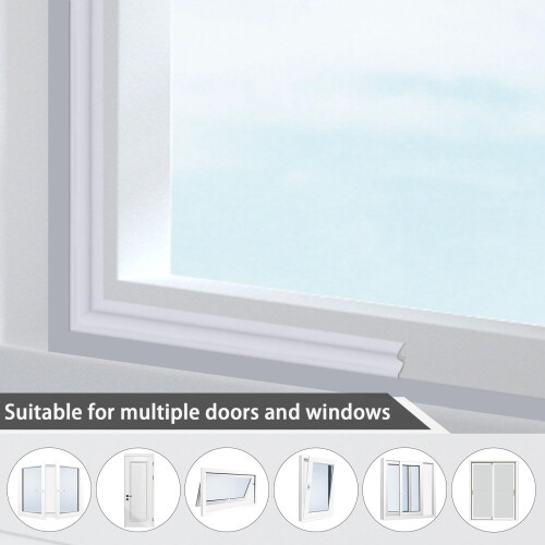 Burlete Autoadhesivo para Ventanas y Puertas, Impermeable, Elástico, 5.9 m, Blanco 2