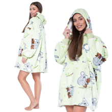 Oversized Wearable Blanket Hoodie - Warm Sherpa Fleece Lined Snuggle Top with Pocket for Adults Green Koala