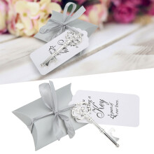 50-Stück Hochzeits-Süßigkeitenboxen mit Vintage-Schlüsseln & Tags, 11,5x7 cm