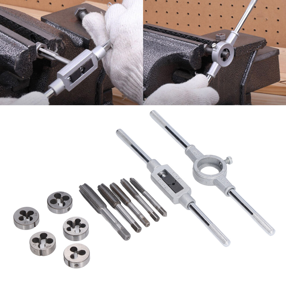 12Pcs Manual Drill Tap Die Wrench Set For M6-M12 Vehicles & Furniture 8011357800238