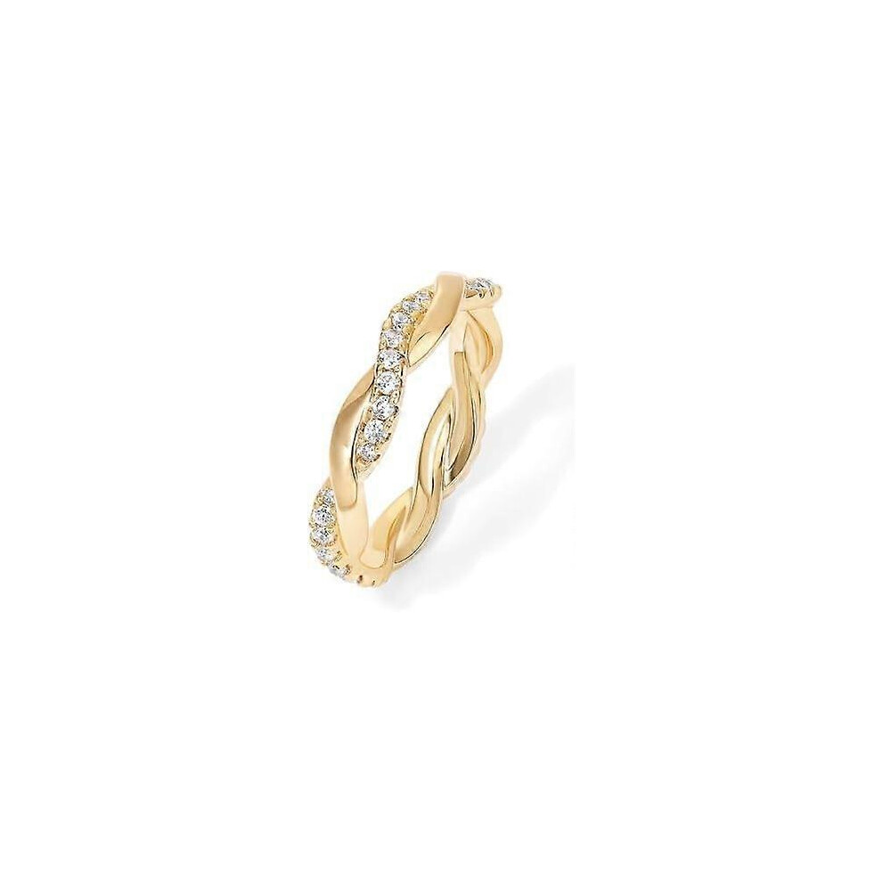 Kikidex (As Show, One Size) 14K Plated Cubic Zirconia Twisted Rope Eternity Band For Women Gold