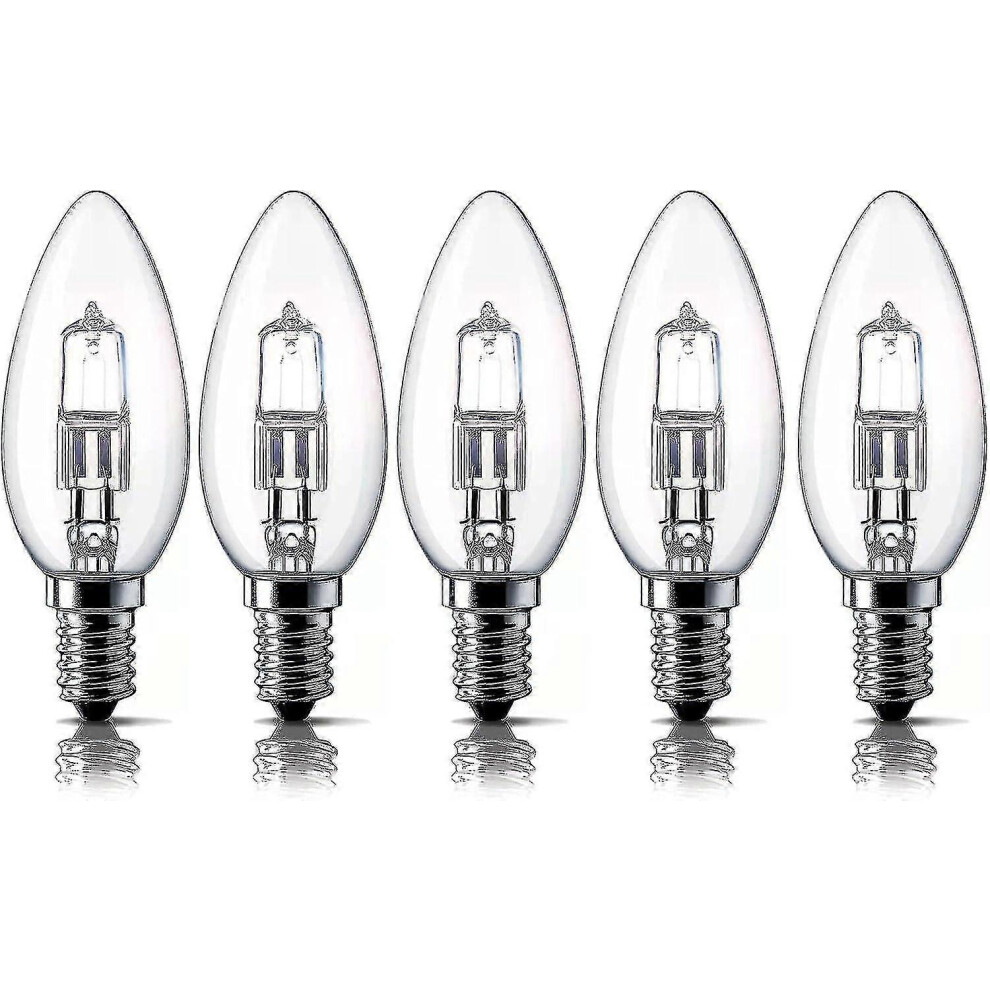 Kikidex (As Show, One Size) E14 28W Halogen Candle Light Bulbs, Small Edison Screw Bulb (Ses) 2700K Warm Dimmable Pack Of 5 White