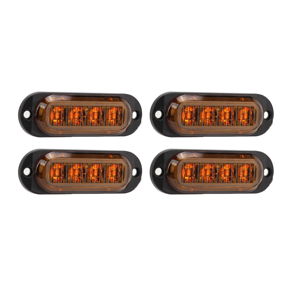 12Â24V Led Truck Emergency Flash Lights Ip65 4Pcs Yellow 8491357801280