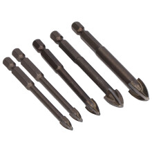 5 Stück Hartmetall-Kreuz-Fliesenbohrer-Set 6-12 mm für Glas & Beton
