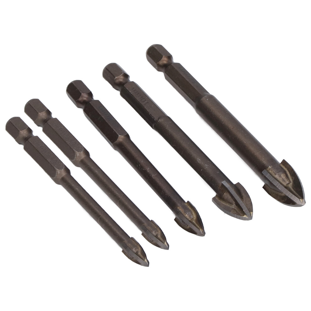 5Pcs Carbide Cross Tile Drill Bits 6-12Mm For Glass, Concrete 9441357801550
