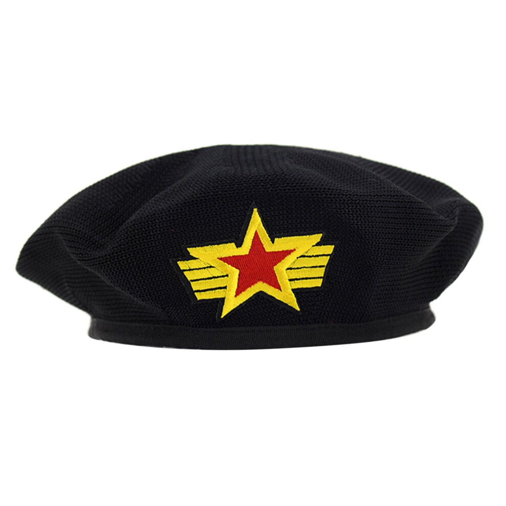 (Black, 54cm circumference) Sailor Hat Knitted Mesh Beret Hat Navy Mariner Cap Costume-image-OPC-PMQGY7H-NEW