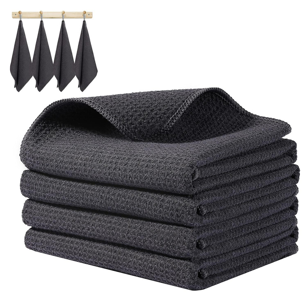 Kikidex (As Show, One Size) Set Of 4 Kitchen Tea Towels 40 X 40Cm Gray