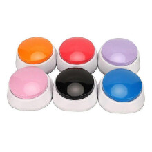 (As show, One size) 6Pcs Voice Recording Button Dog Talking Buttons Pet Training Buzzer for Pet Training Orange Blue Red Pink Purple Black