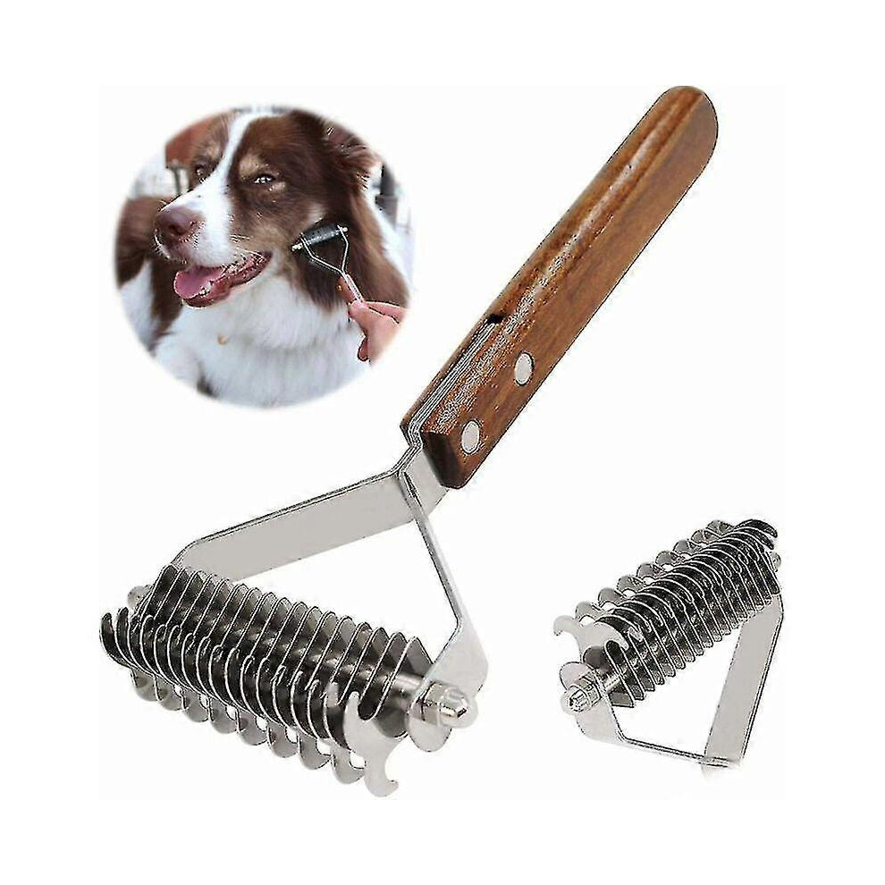 Kikidex (As Show, One Size) Coat King Detangling Comb And Grooming Brush For Dogs And Cats Undercoat Rake (Dual)