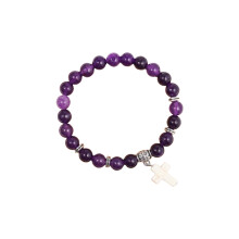 Spiritual Symbol Bracelet Green Aventurine Beads-Purple