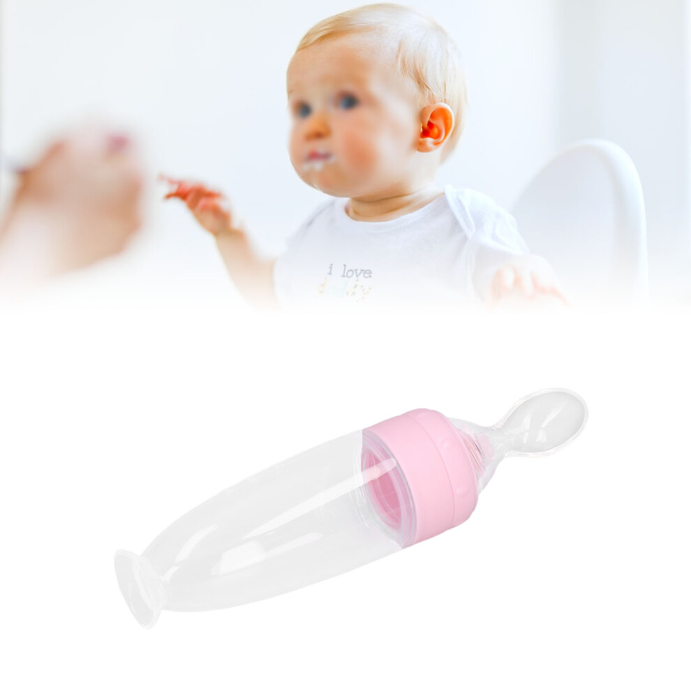 Baby Bottle Spoon with Filter Cover & Suction Cup, Pink, Silicone & PP