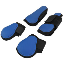 4pcs Horse Leg Guard Set PU Neoprene Support Boots for Racing Jumping Blue M