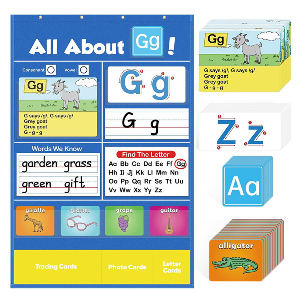 Alphabet Learning Pocket Chart Early Literacy Skills Classroom Wall-image-OPC-PMQHCZG-NEW