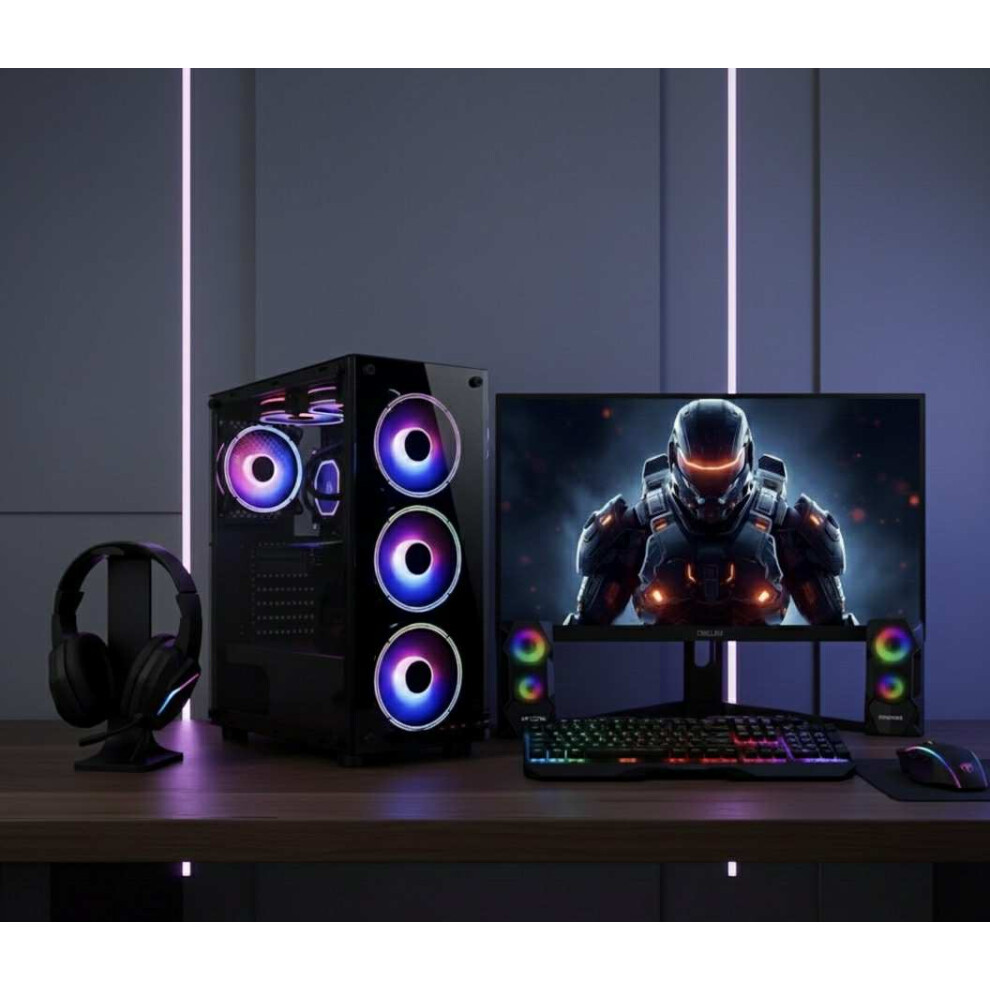 Ezztech Gaming Pc Rig I5 16Gb Ram 1Tb Hdd 512Gb Ssd Gt730 4Gb 22" M Bundle & Speakers