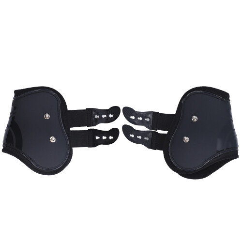 2Pcs Horse Tendon Boots Set, Adjustable PU Shell, Black, Size L 2