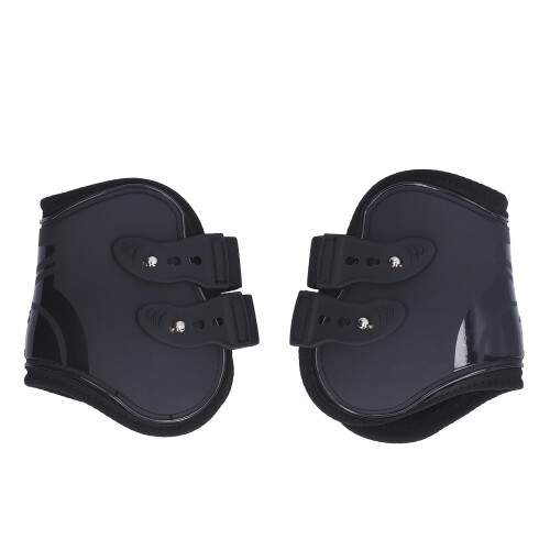 2Pcs Horse Tendon Boots Set, Adjustable PU Shell, Black, Size L 1