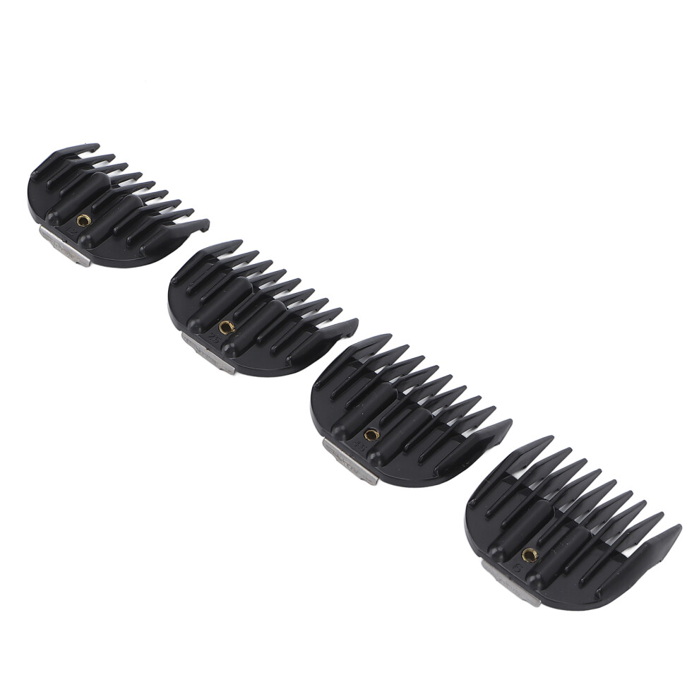 Black 4Pcs Hair Clipper Guides Combs For Electric Trimmers, Alloy & Abs,