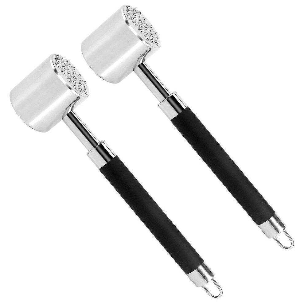 Kikidex (As Show, One Size) 2 Pcs Meat Tenderizer Mallet Tool,Manual Hammer Pounder With Non Slip Silicone Handle For Tenderizi