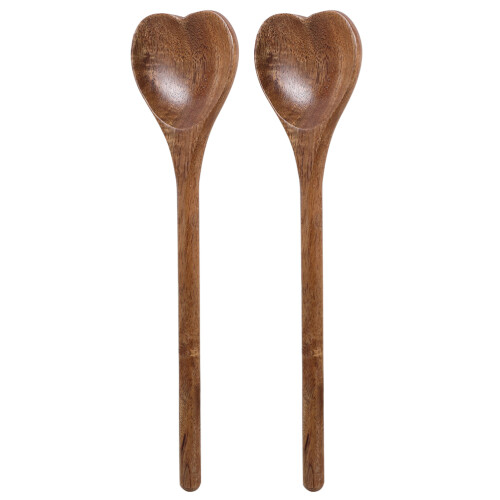 Honey Spoon Heart Shaped Light Brown 2pcs