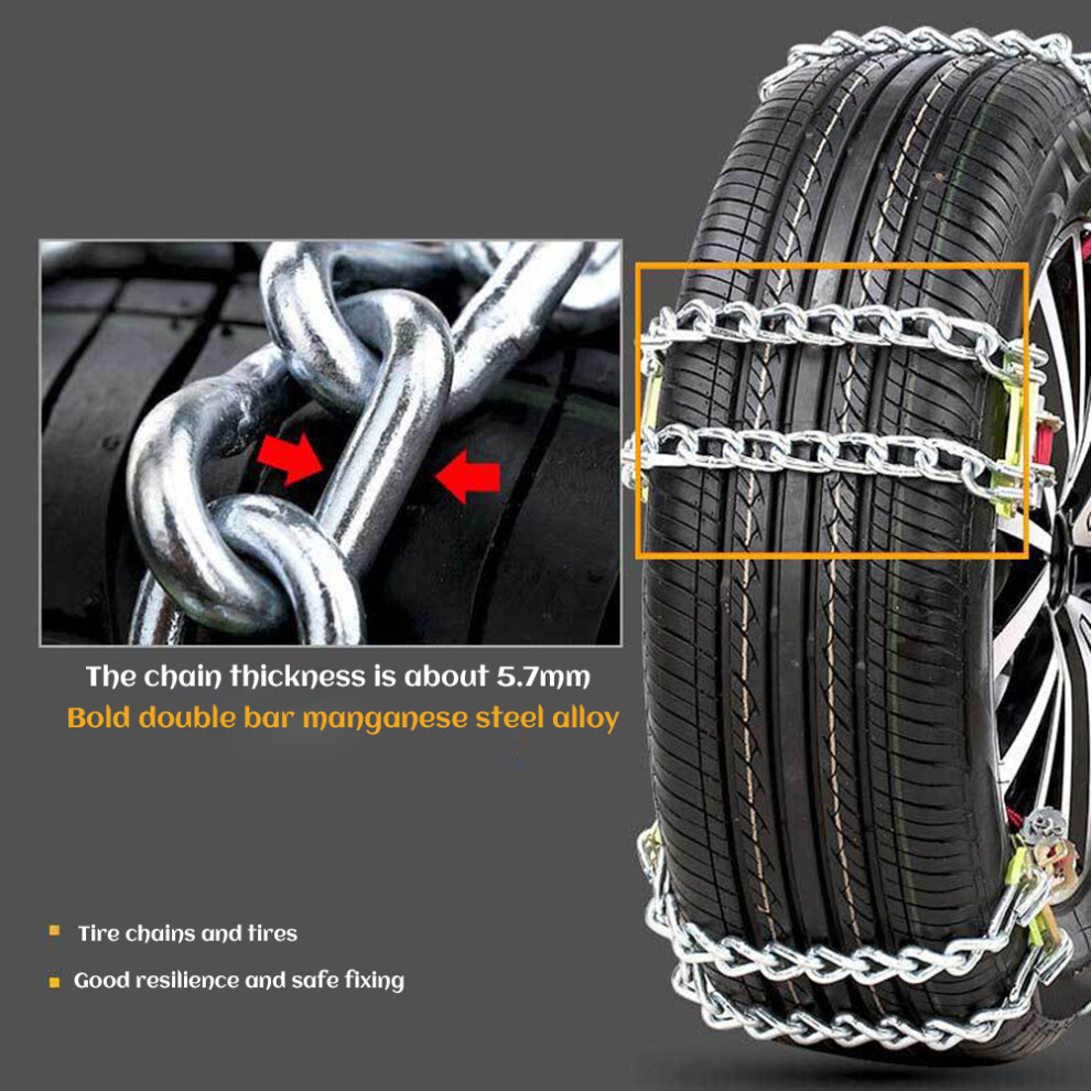 2 Pcs Anti Slip Snow Tire Chains For Cars Suvs Trucks Weatherproof & Reliable 7891357810656