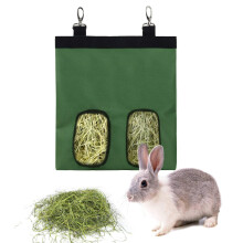 Rabbit Hay Feeder Bag Hanging Hay Rack Manger Dispenser For Rabbits And Small Animals Green 2 Windows