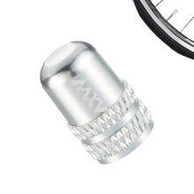Tyre Valve Caps Silver - Dustproof Aluminum Valve Stem Covers for Mountain Road Bikes, Compatible with Presta and Schrader Valves