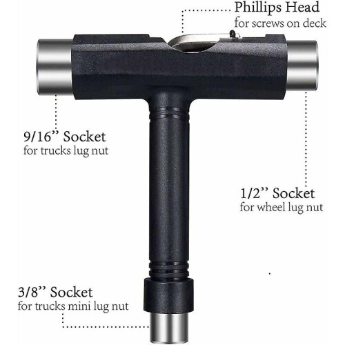 (As show, One size) All-in-one Skateboard Tool, Portable Multifunction Skate Tool 1