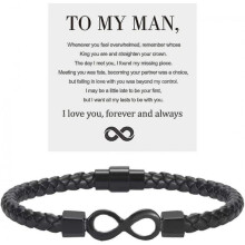 To My Man, Infinity Leather Bracelet Husband Gifts From Wife I Love You Forever And Always Bracelet Boyfriend Anniversary Birthday Christmas Fathers G