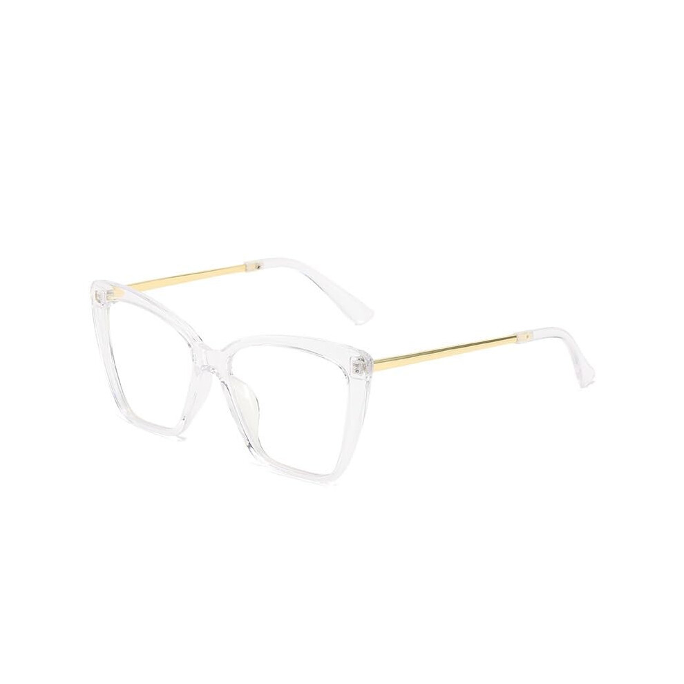 Blue/Light Fashion Cat-Eye Reading Glasses Oversized Anti- Computer Reader +2.00 Diopter Transparent Mirror Frames