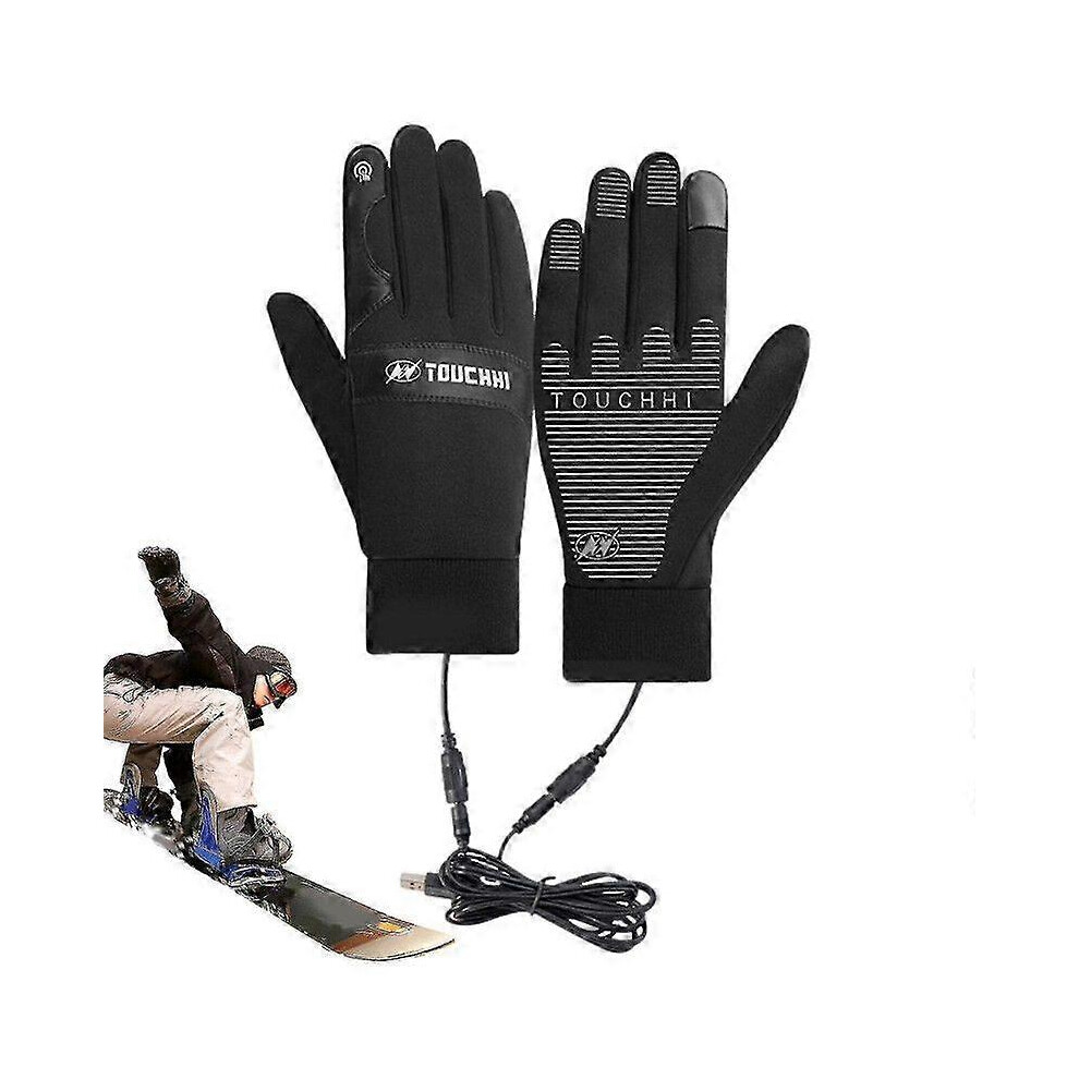Kikidex (As Show, Xl) Usb Heated Gloves Waterproof Rechargeable Touchscreen Skiing Gloves For Men Women